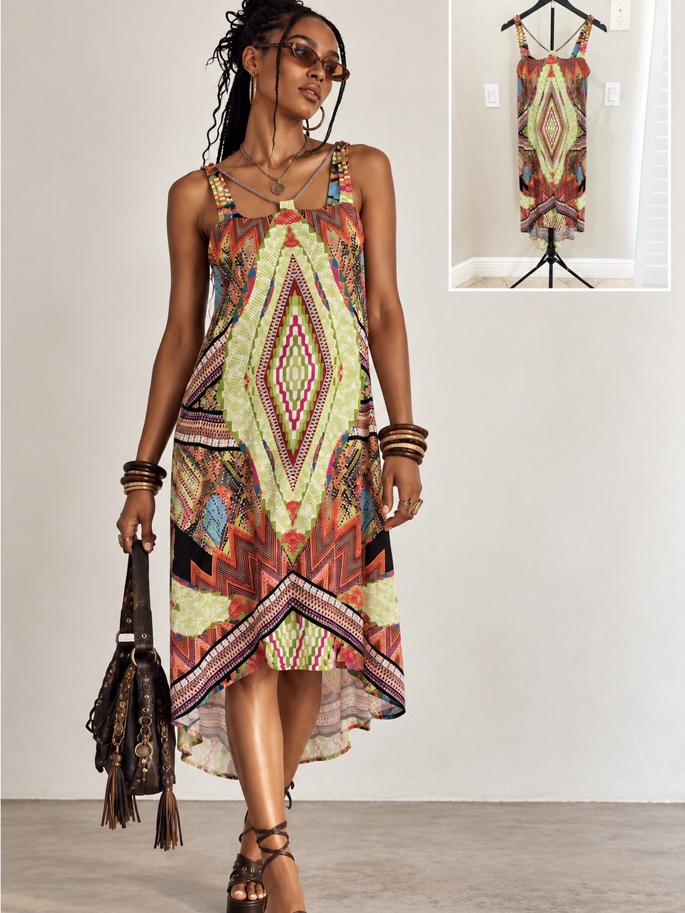 BCX Design Neo Nostalgia Geometric Maxi Dress Size S